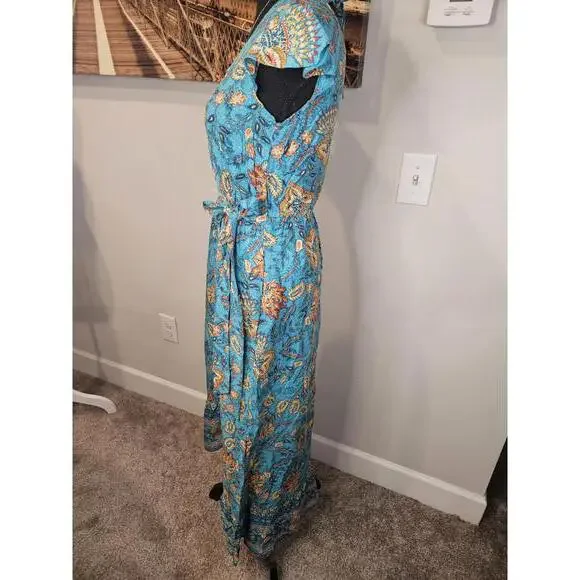 Nwot Band of the Free Vibrant Floral Wrap Maxi Dress - Picture 4 of 7